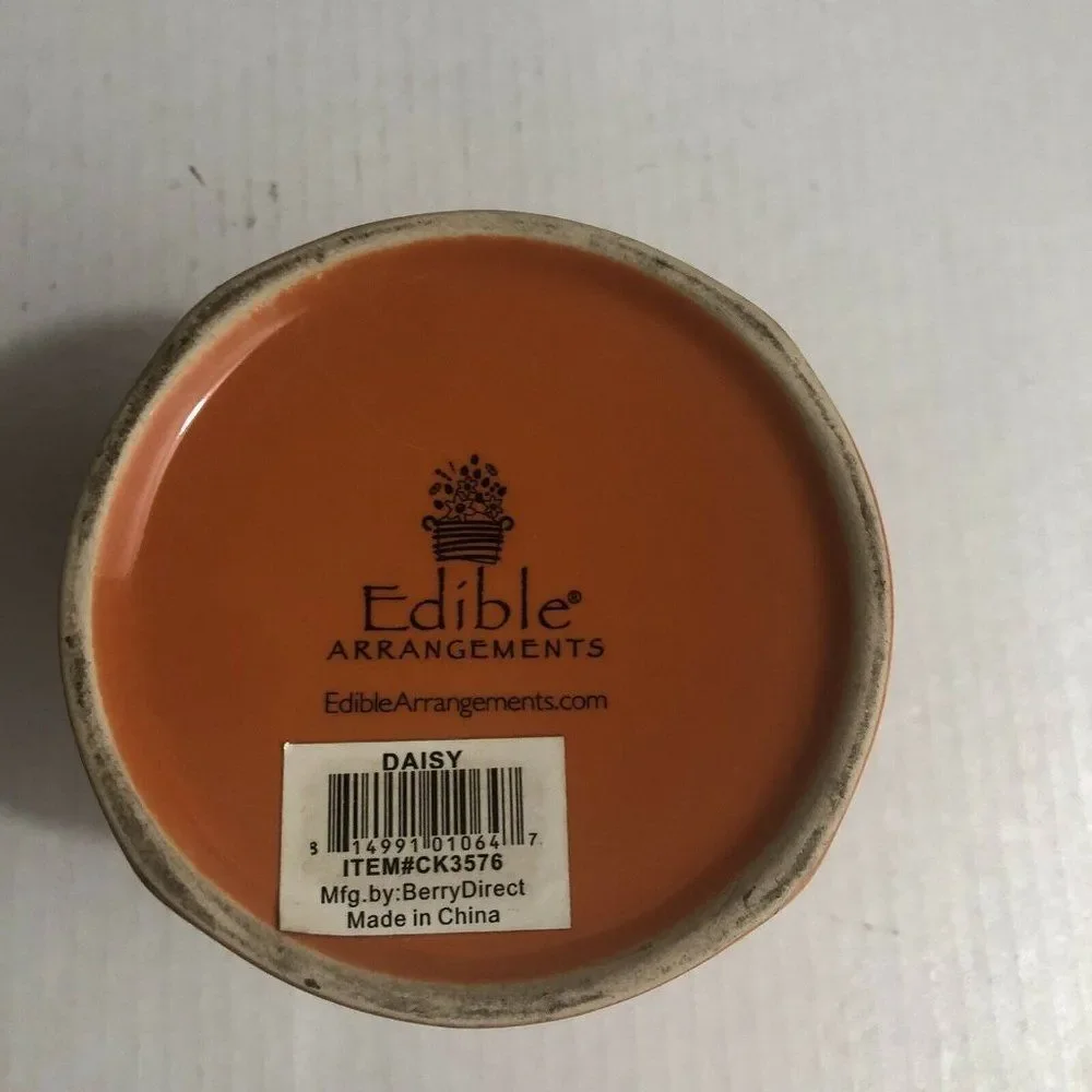 Edible‎ Arrangement VASE orange SWIRL Ceramic Collectible.